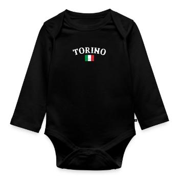 Torino Vintage Italie Drapeau Italien - Body Bébé bio manches longues - noir - Devant