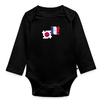 Japan Frankreich Flagge Französisch Japaner - Baby Bio-Langarm-Body - Schwarz - Vorne