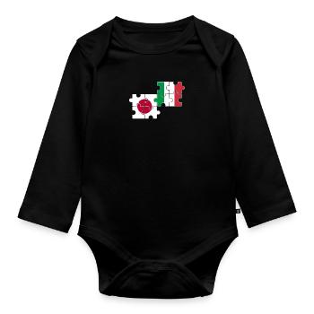 Japan Italien Flagge Italienisch Japaner - Baby Bio-Langarm-Body - Schwarz - Vorne