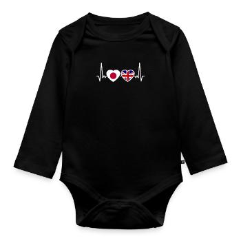 Japon Royaume-Uni Heartbeat Flag Japonais britannique - Body Bébé bio manches longues - noir - Devant