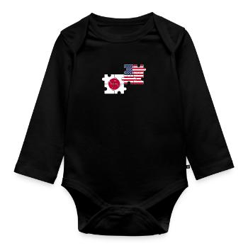 Japan USA Flagge Amerikanisch Japanisch - Baby Bio-Langarm-Body - Schwarz - Vorne
