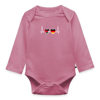 Jordanie Allemagne Heartbeat Flag Jordaniens - Body Bébé bio manches longues - mauve - Devant