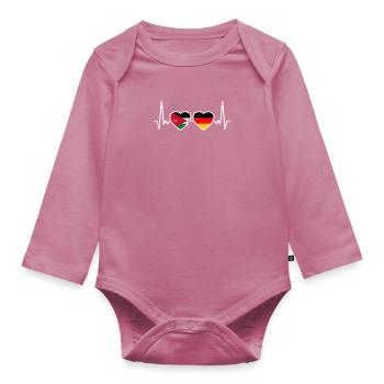 Jordan Germany Vintage Heartbeat Flag - Organic Longsleeve Baby Bodysuit - mauve - Front