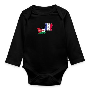 Jordanie France Drapeau Français Jordaniens - Body Bébé bio manches longues - noir - Devant