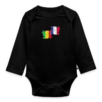 Mali France Drapeau Français Maliens - Body Bébé bio manches longues - noir - Devant