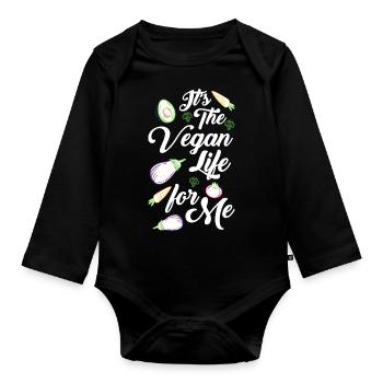 Veganism Vegetarian Healthy - Organic Longsleeve Baby Bodysuit - black - Front