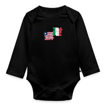 Libéria Italie Drapeau Libériens italiens - Body Bébé bio manches longues - noir - Devant