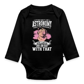 Stars Earth Galaxy Moon - Organic Longsleeve Baby Bodysuit - black - Front