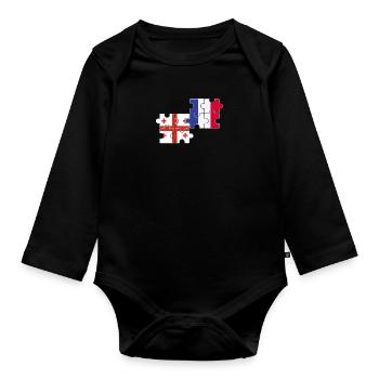 Georgia France Flag French Georgian - Organic Longsleeve Baby Bodysuit - black - Front