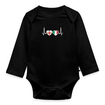 Georgia Italy Heartbeat Flag Georgians - Organic Longsleeve Baby Bodysuit - black - Front