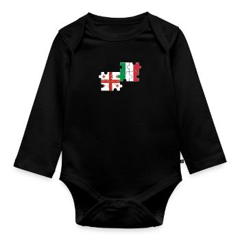Georgia Italy Flag Italian Georgian - Organic Longsleeve Baby Bodysuit - black - Front