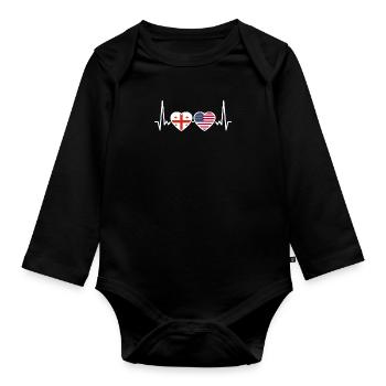 Georgia USA Heartbeat Flag Georgian - Organic Longsleeve Baby Bodysuit - black - Front
