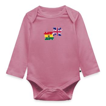 Ghana Drapeau britannique Ghanéen britannique - Body Bébé bio manches longues - mauve - Devant