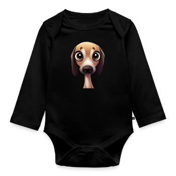 Anmutige Windhund-Pose - Baby Bio-Langarm-Body - Schwarz - Vorne
