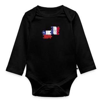Chile France Vintage Flag Chilean - Organic Longsleeve Baby Bodysuit - black - Front
