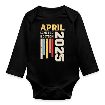 April 2025 - Geburtstagsgeschenk April 2025 April - Baby Bio-Langarm-Body - Schwarz - Vorne