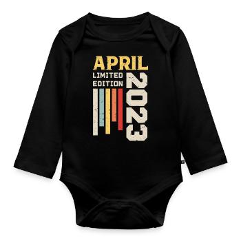 April 2023 - Geburtstagsgeschenk April 2023 April - Baby Bio-Langarm-Body - Schwarz - Vorne
