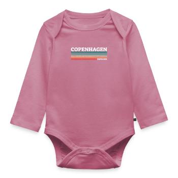 Copenhagen Denmark Vintage Danish Retro Dane - Organic Longsleeve Baby Bodysuit - mauve - Front
