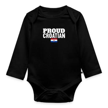 Fier croate Croatie Drapeau croate Croate - Body Bébé bio manches longues - noir - Devant