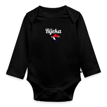 Rijeka Map Croatia Croatian flag Croatian - Organic Longsleeve Baby Bodysuit - black - Front