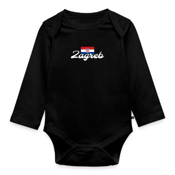Zagreb Croatie Drapeau croate Croate - Body Bébé bio manches longues - noir - Devant