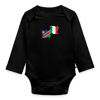 Namibia Italien Flagge Italienisch Namibier - Baby Bio-Langarm-Body - Schwarz - Vorne