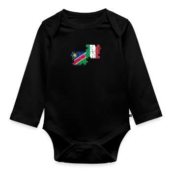 Namibia Italy Vintage Flag Namibian - Organic Longsleeve Baby Bodysuit - black - Front