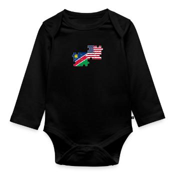 Namibia USA Flag American Namibian - Organic Longsleeve Baby Bodysuit - black - Front