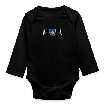 Armoiries du Kosovo Drapeau kosovar - Body Bébé bio manches longues - noir - Devant