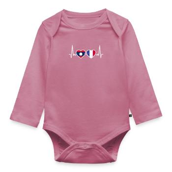 Laos Frankreich Vintage Herzschlag Flagge Laote - Baby Bio-Langarm-Body - Mauve - Vorne