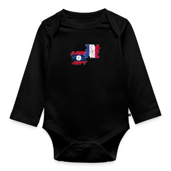 Laos France Vintage Flag Laotien Français - Body Bébé bio manches longues - noir - Devant