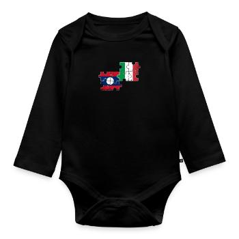 Laos Italy Vintage Flag Italian Laotian - Organic Longsleeve Baby Bodysuit - black - Front