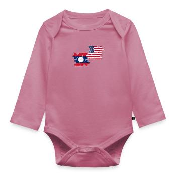 Laos USA Vintage Flag Laotien américain - Body Bébé bio manches longues - mauve - Devant