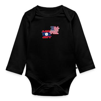 Laos USA Flagge Amerikanisch Laote - Baby Bio-Langarm-Body - Schwarz - Vorne