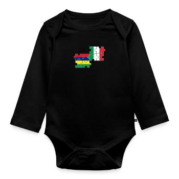 Mauritius Italy Flag Italian Mauritian - Organic Longsleeve Baby Bodysuit - black - Front