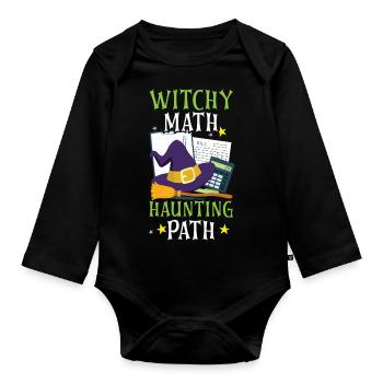Witch Math Haunted Path Comptable Halloween - Body Bébé bio manches longues - noir - Devant