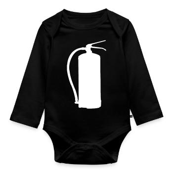 Feuerlöscher Design - Safety First in Stil - Baby Bio-Langarm-Body - Schwarz - Vorne