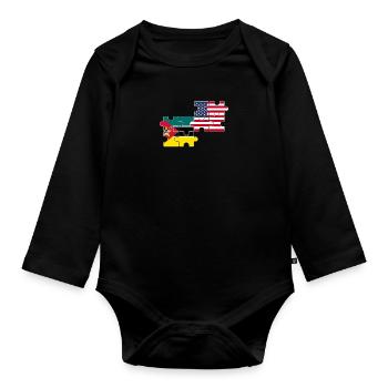 Mozambique USA Flag American Mozambican - Organic Longsleeve Baby Bodysuit - black - Front