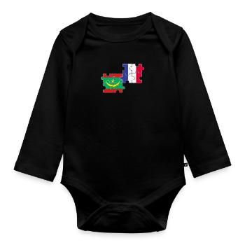 Mauretanien Frankreich Flagge Franzose Mauretanier - Baby Bio-Langarm-Body - Schwarz - Vorne