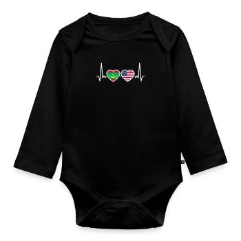 Mauretanien USA Herzschlag Flagge Mauretanier - Baby Bio-Langarm-Body - Schwarz - Vorne