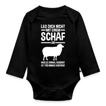 Landwirt Schäfer Bauernhof Schafe - Baby Bio-Langarm-Body - Schwarz - Vorne