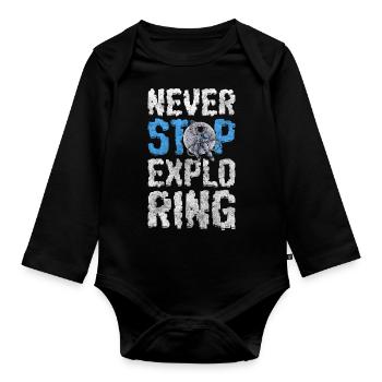 Space Star Rocket - Organic Longsleeve Baby Bodysuit - black - Front