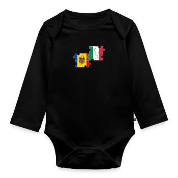 Moldau Italien Flagge Italienisch Moldauer - Baby Bio-Langarm-Body - Schwarz - Vorne