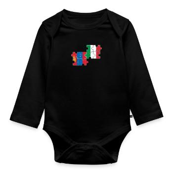 Mongolia Italy Flag Italian Mongolian - Organic Longsleeve Baby Bodysuit - black - Front