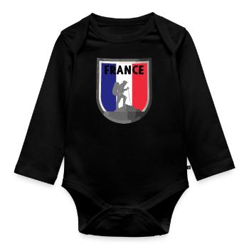 Frankreich Flagge Used Look Französische Fahne - Baby Bio-Langarm-Body - Schwarz - Vorne