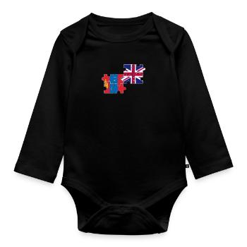 Mongolia UK flag British Mongolian - Organic Longsleeve Baby Bodysuit - black - Front