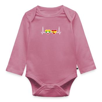 Myanmar Spain heartbeat flag Myanmare - Organic Longsleeve Baby Bodysuit - mauve - Front