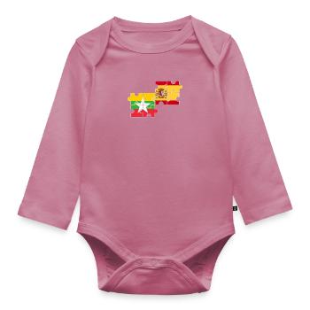 Myanmar Spain Flag Spanish Myanmare - Organic Longsleeve Baby Bodysuit - mauve - Front