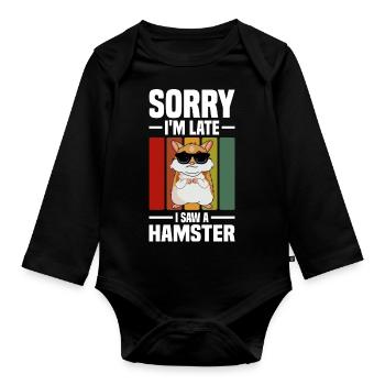 Hamster Liebhaber | Hamster Nagetiere Geschenkidee - Baby Bio-Langarm-Body - Schwarz - Vorne