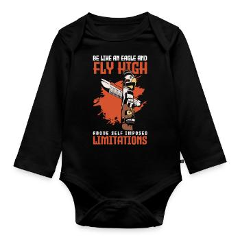 Chef de plume rituel indien - Body Bébé bio manches longues - noir - Devant